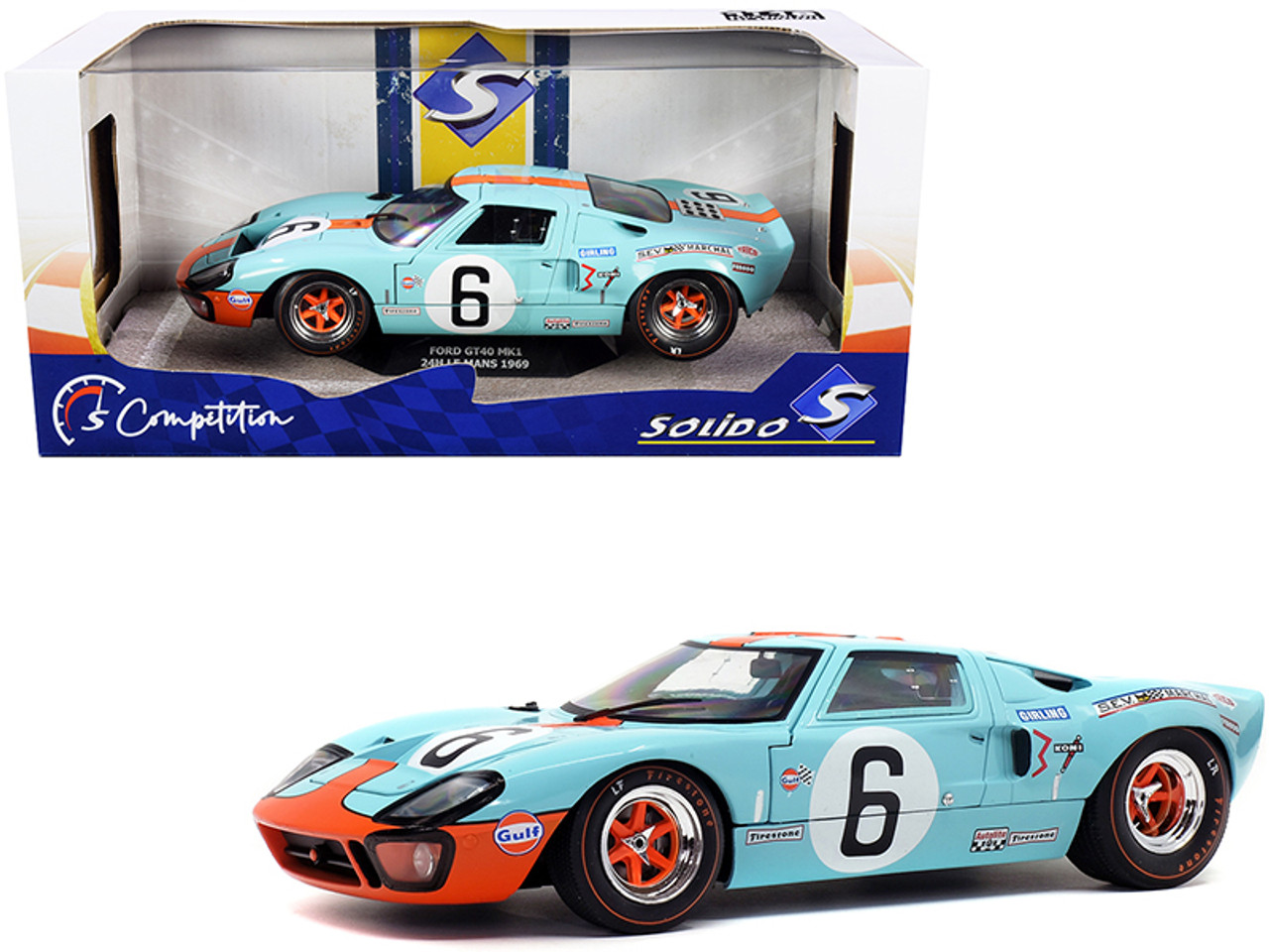 Ford GT40 MK1 #6 J. Ickx - J. Olivier "Gulf Oil" Winner 24 Hours of Le Mans (1969) "Competition" Series 1/18 Diecast Model Car by Solido