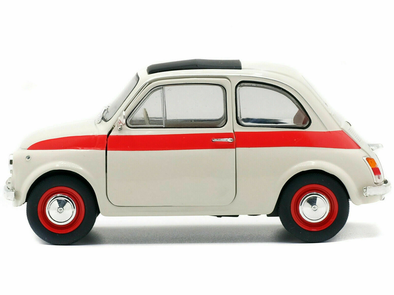 1960 Fiat 500 L Nuova Sport Cream with Red Stripes 1/18 Diecast