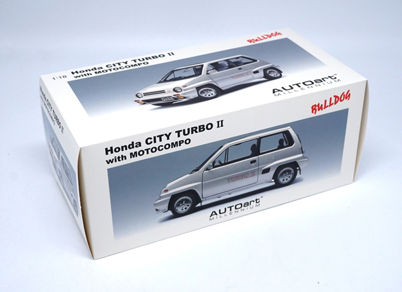 1/18 Autoart Honda City Turbo II (Silver) with Motorcompo Diecast