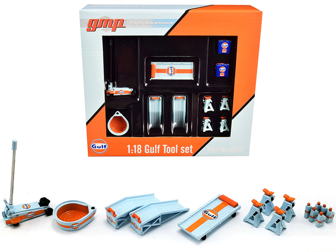 "Gulf Oil" Shop Tools Set of 6 pieces 1/18 Diecast Replica by GMP