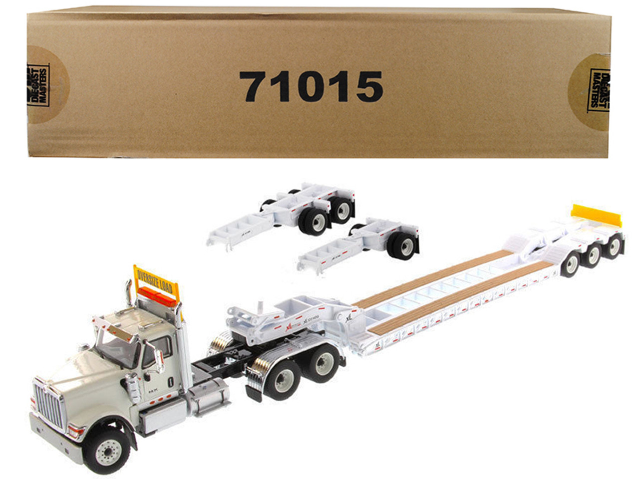 International HX520 Tandem Tractor White with XL 120 Lowboy Trailer 1/50  Diecast Model by Diecast Masters