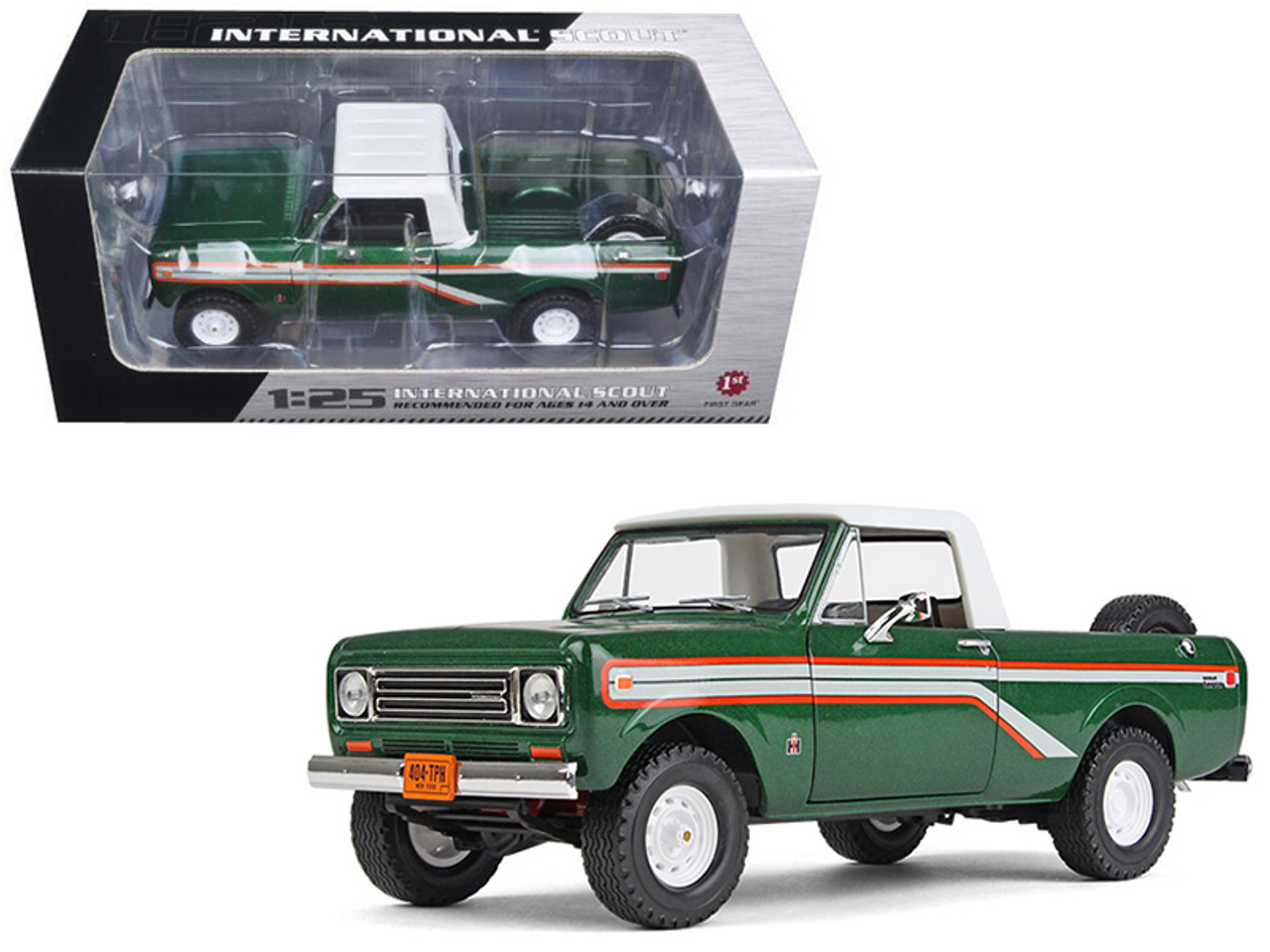 1979 International Scout Terra Pickup Truck Emerald Green 1/25 Diecast Model Car by First Gear