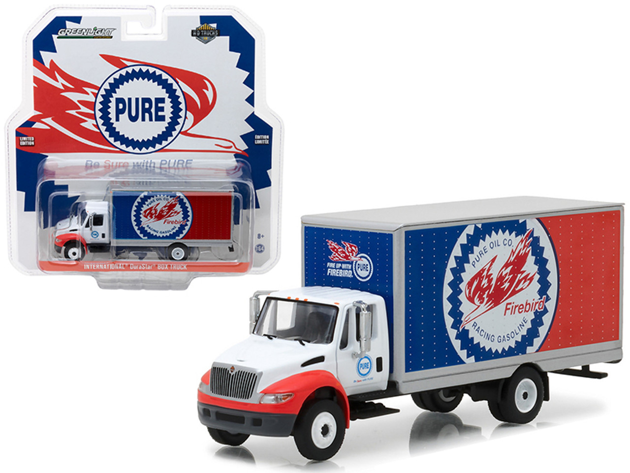 2013 International Durastar Box Truck Pure Oil Co. Firebird Racing Gasoline HD Trucks Series 11 1/64 Diecast Model by Greenlight