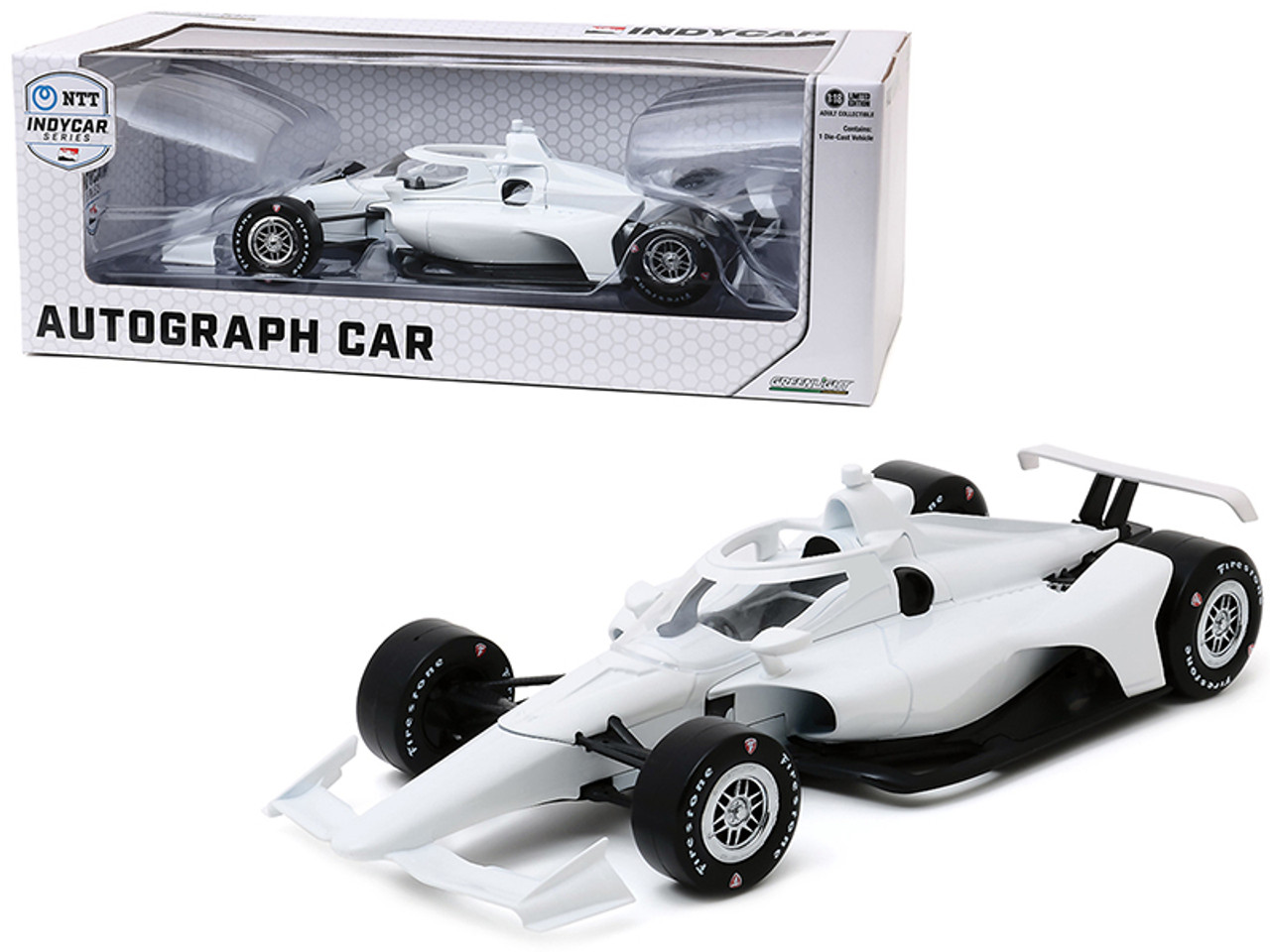 Autograph IndyCar Plain White with Chrome Wheels "NTT IndyCar Series" 1/18 Diecast Model Car by Greenlight