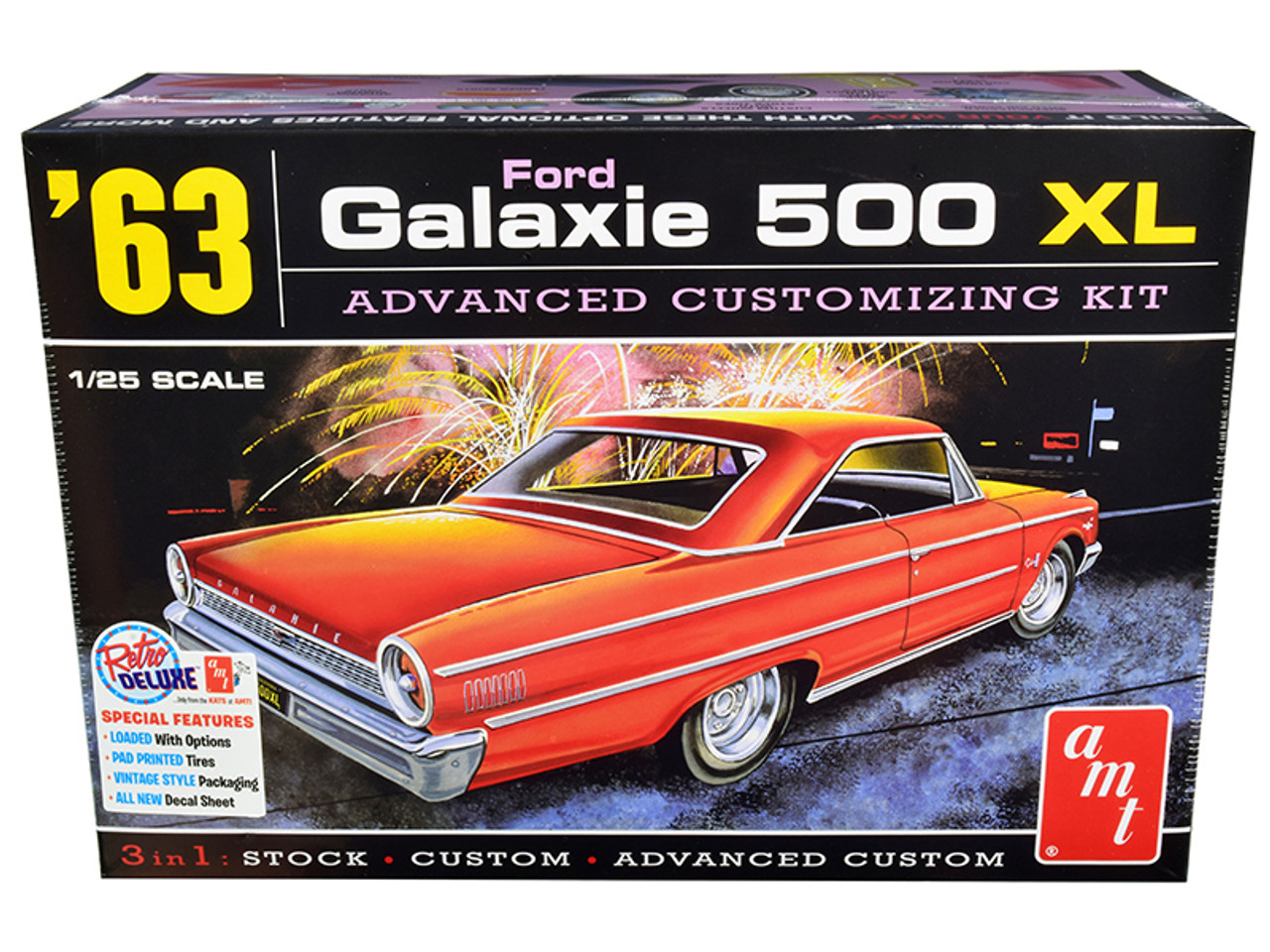 Skill 2 Model Kit 1963 Ford Galaxie 500 XL 3-in-1 Kit 1/25 Scale Model by AMT