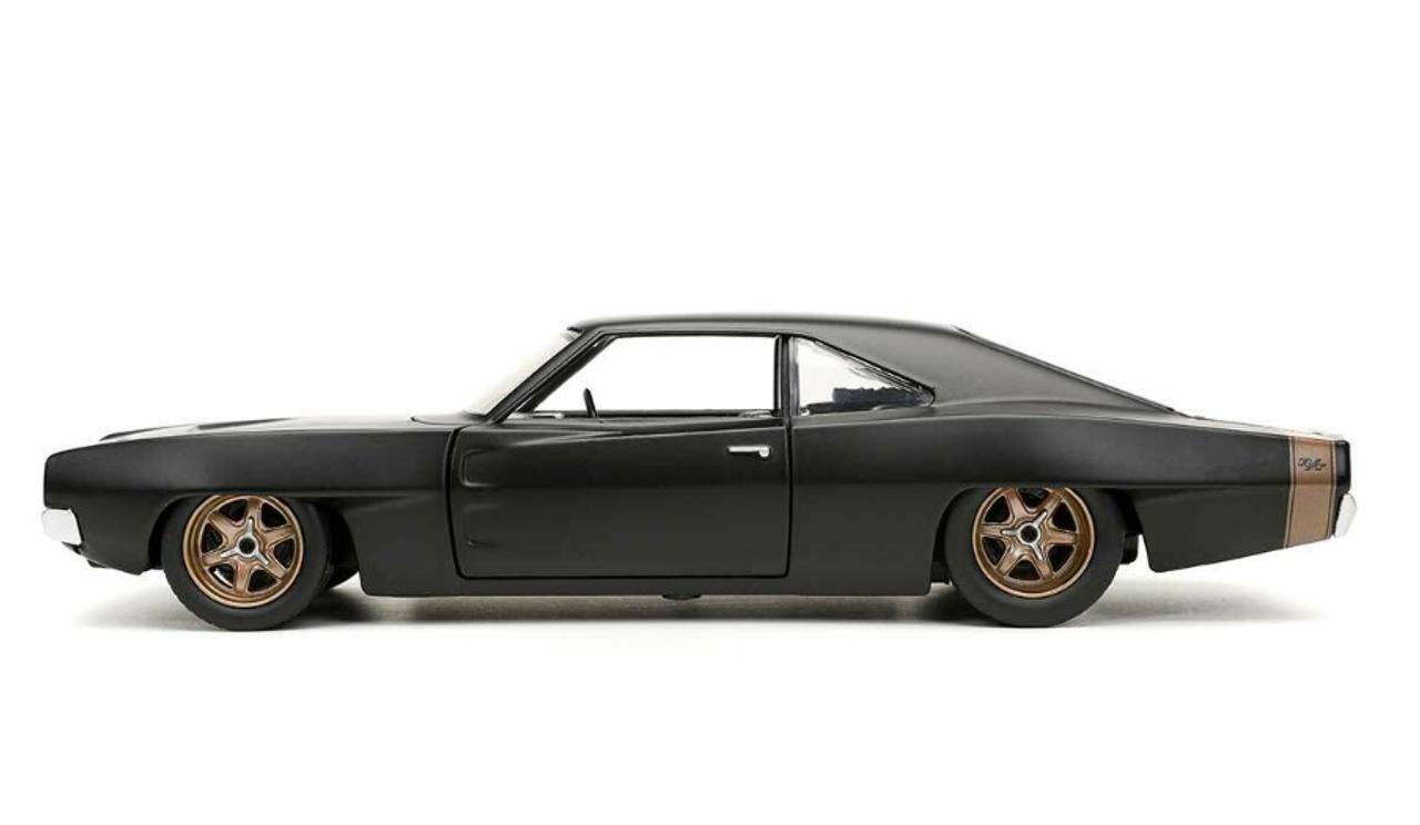Dom's 1968 Dodge Charger Widebody Matt Black "Fast & Furious 9 F9" (2021) Movie 1/24 Diecast Model Car by Jada