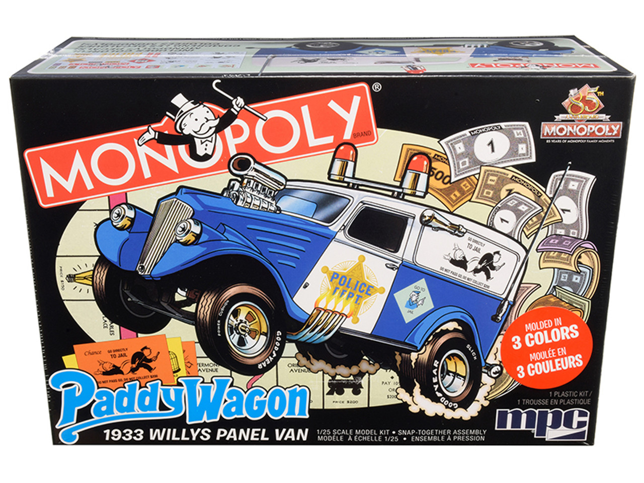 Skill 2 Snap Model Kit 1933 Willys Panel Paddy Wagon Police Van "Monopoly" "85th Anniversary" 1/25 Scale Model by MPC