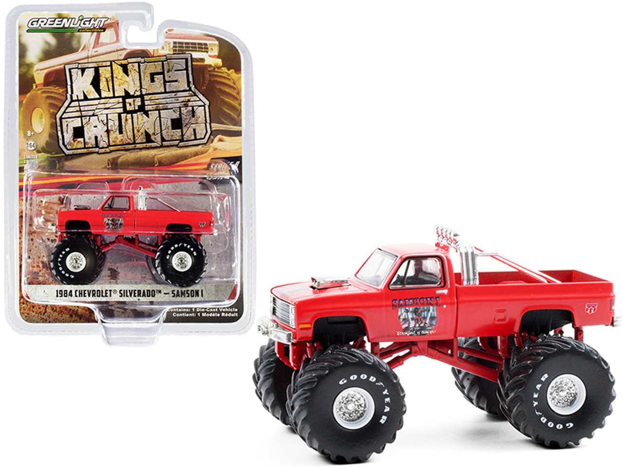 1984 Chevrolet Silverado Monster Truck "Samson I" Red "Kings of Crunch" Series 8 1/64 Diecast Model Car by Greenlight