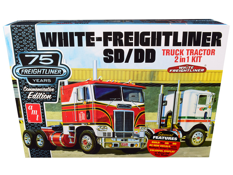 Skill 3 Model Kit White Freightliner SD/DD Truck Tractor 2 in 1
