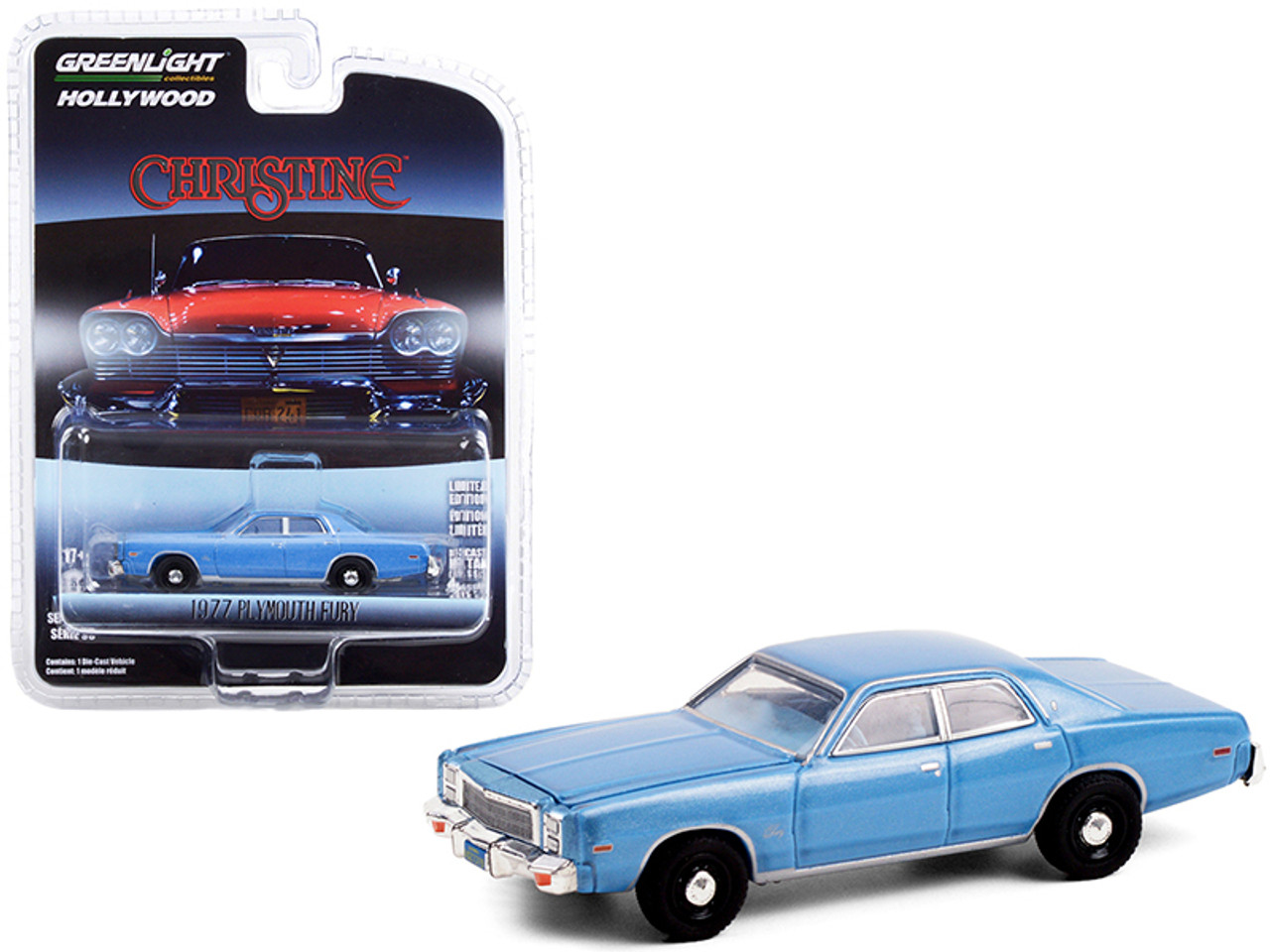 1977 Plymouth Fury Steel Blue (Detective Rudolph Junkins') "Christine" (1983) Movie "Hollywood Series" Release 30 1/64 Diecast Model Car by Greenlight