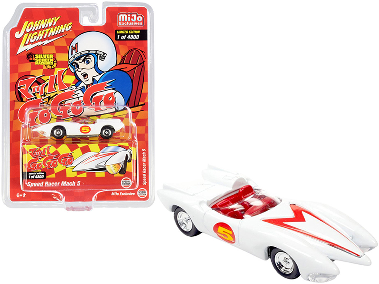 Speed Racer Mach 5 Five White "Japan Nostalgia Version" Limited Edition to 4800 pieces Worldwide 1/64 Diecast Model Car by Johnny Lightning