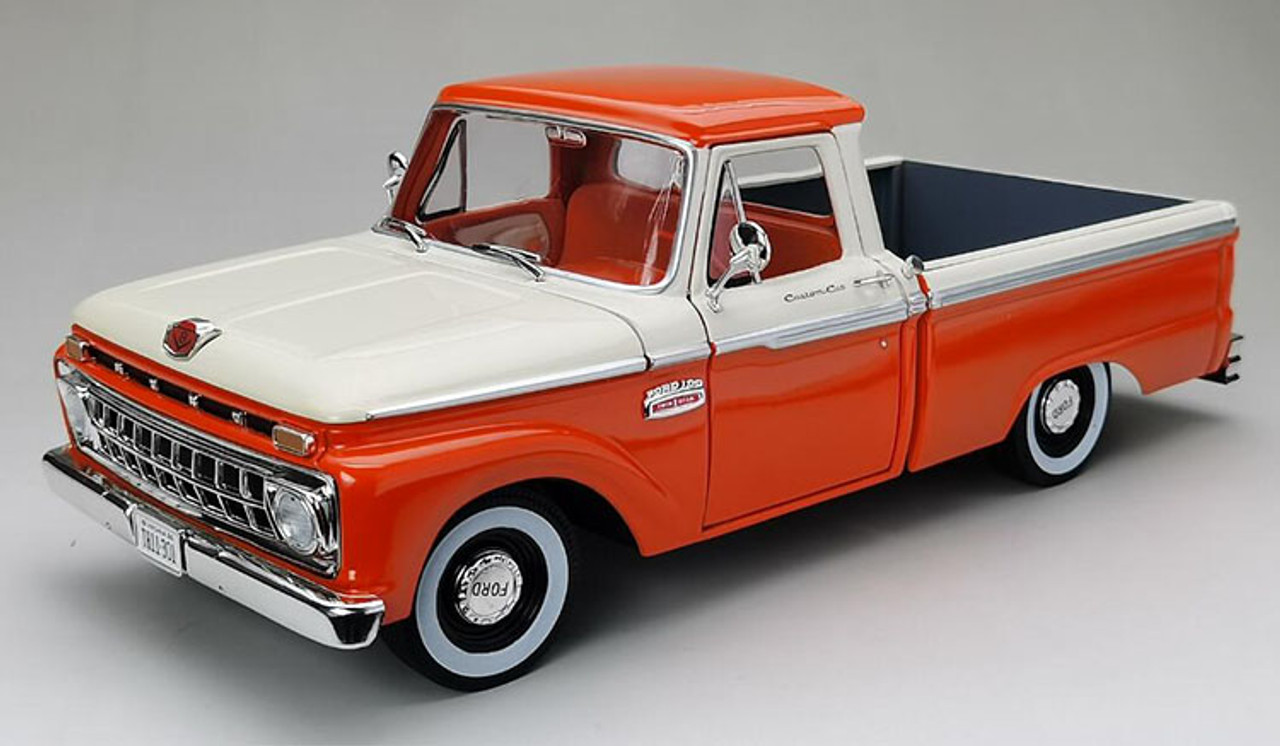 1/18 Sunstar 1965 Ford F-100 F100 Pickup (Orange & White) Diecast Car Model