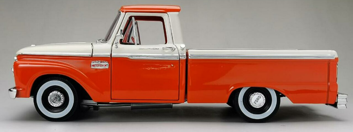 1⁄18 Sunstar 1965 Ford F-100 F100 Pickup (Orange & White
