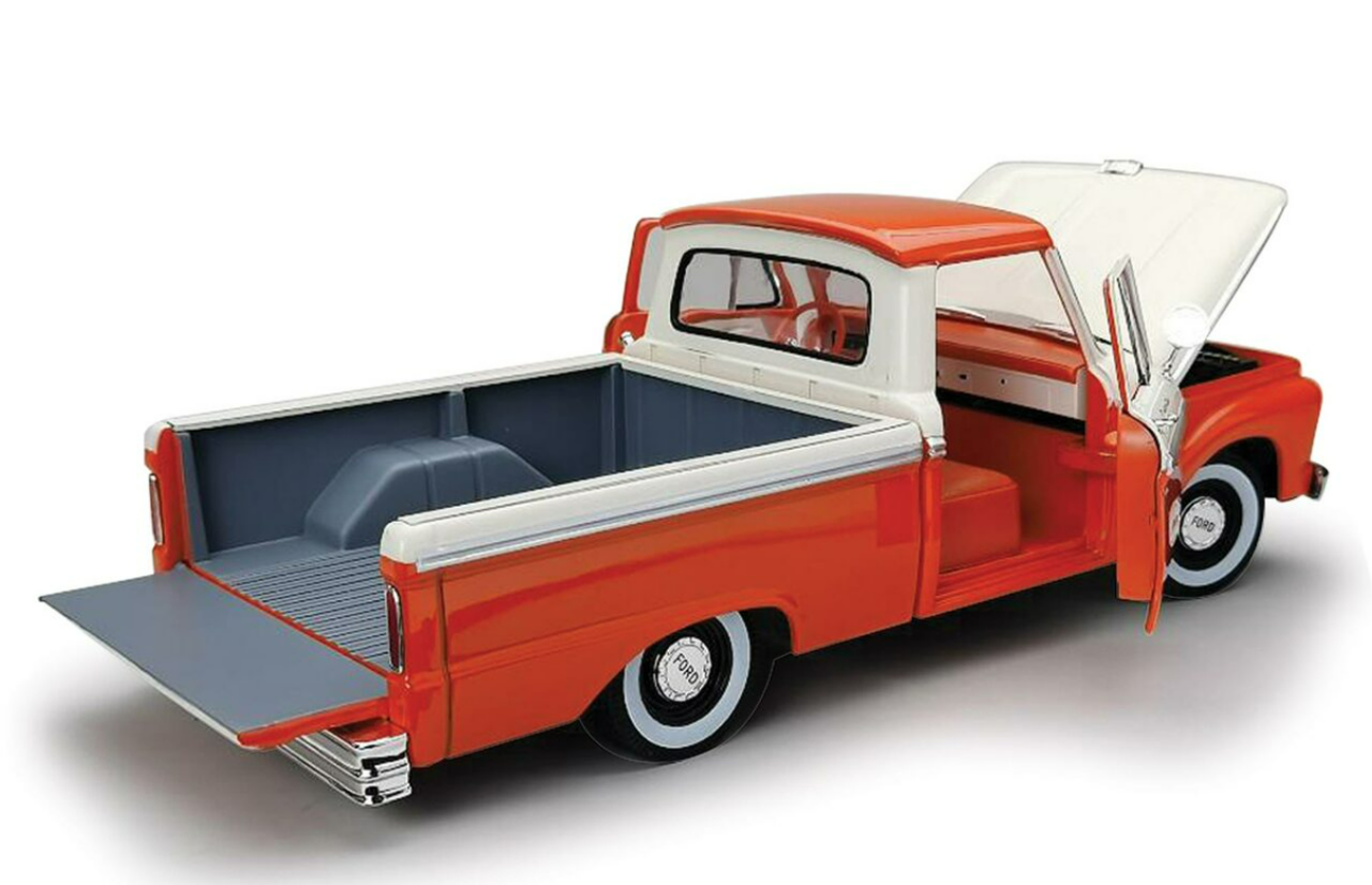 1/18 Sunstar 1965 Ford F-100 F100 Pickup (Orange & White) Diecast Car Model