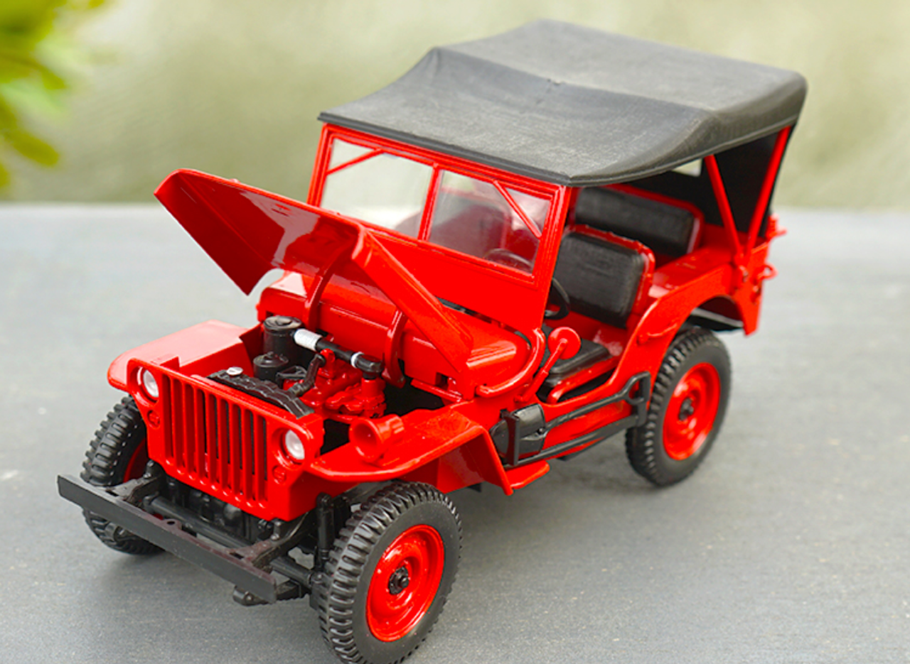 1/18 Norev 1924 Willys Jeep 1/4 Quarter Ton (Red) Diecast Car Model