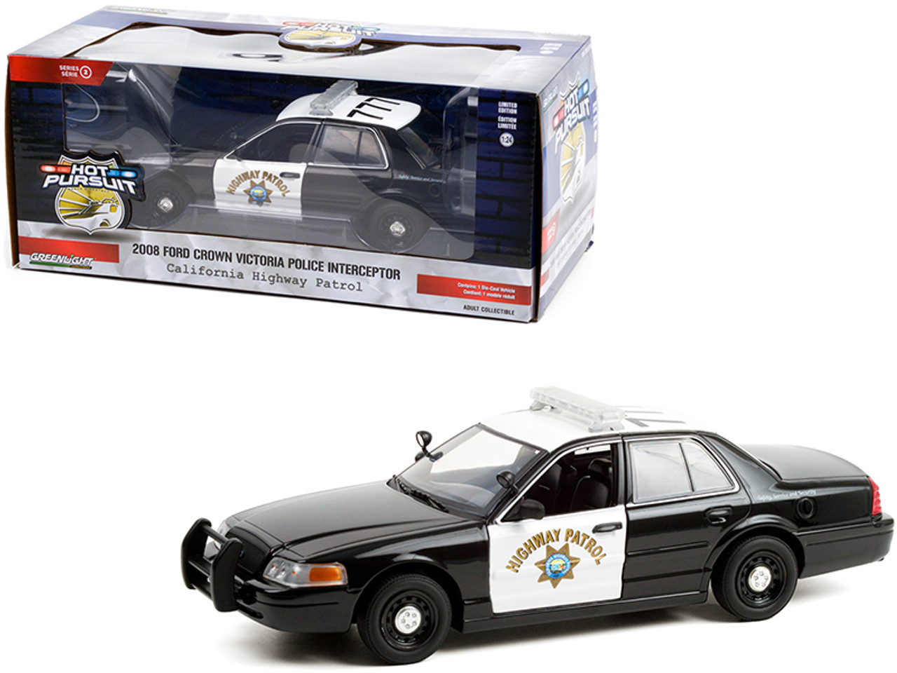 2008 Ford Crown Victoria Police Interceptor Black and White CHP 