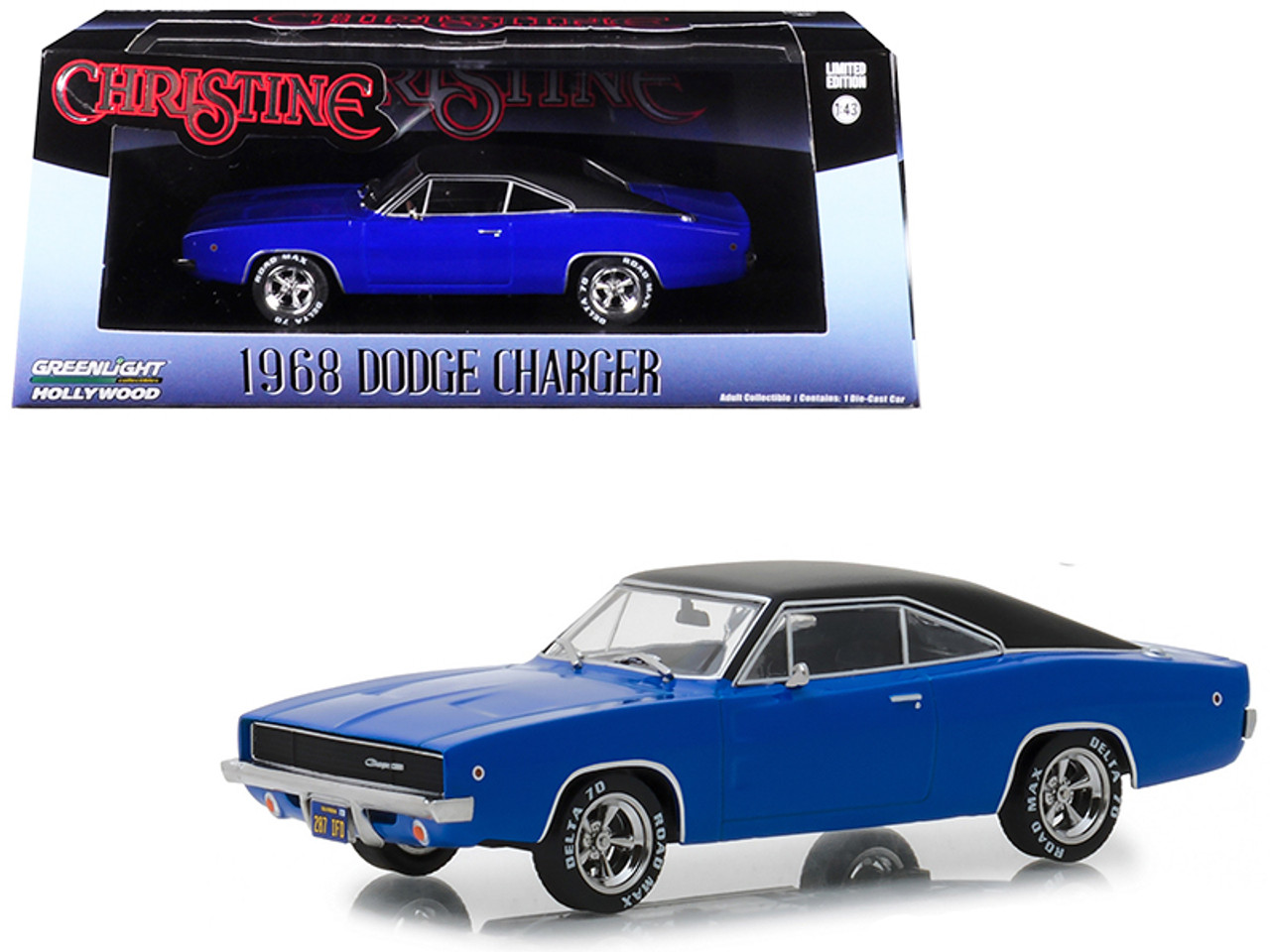 1968 Dodge Charger (Dennis Guilder's) Blue with Black Top "Christine" (1983) Movie 1/43 Diecast Model Car by Greenlight