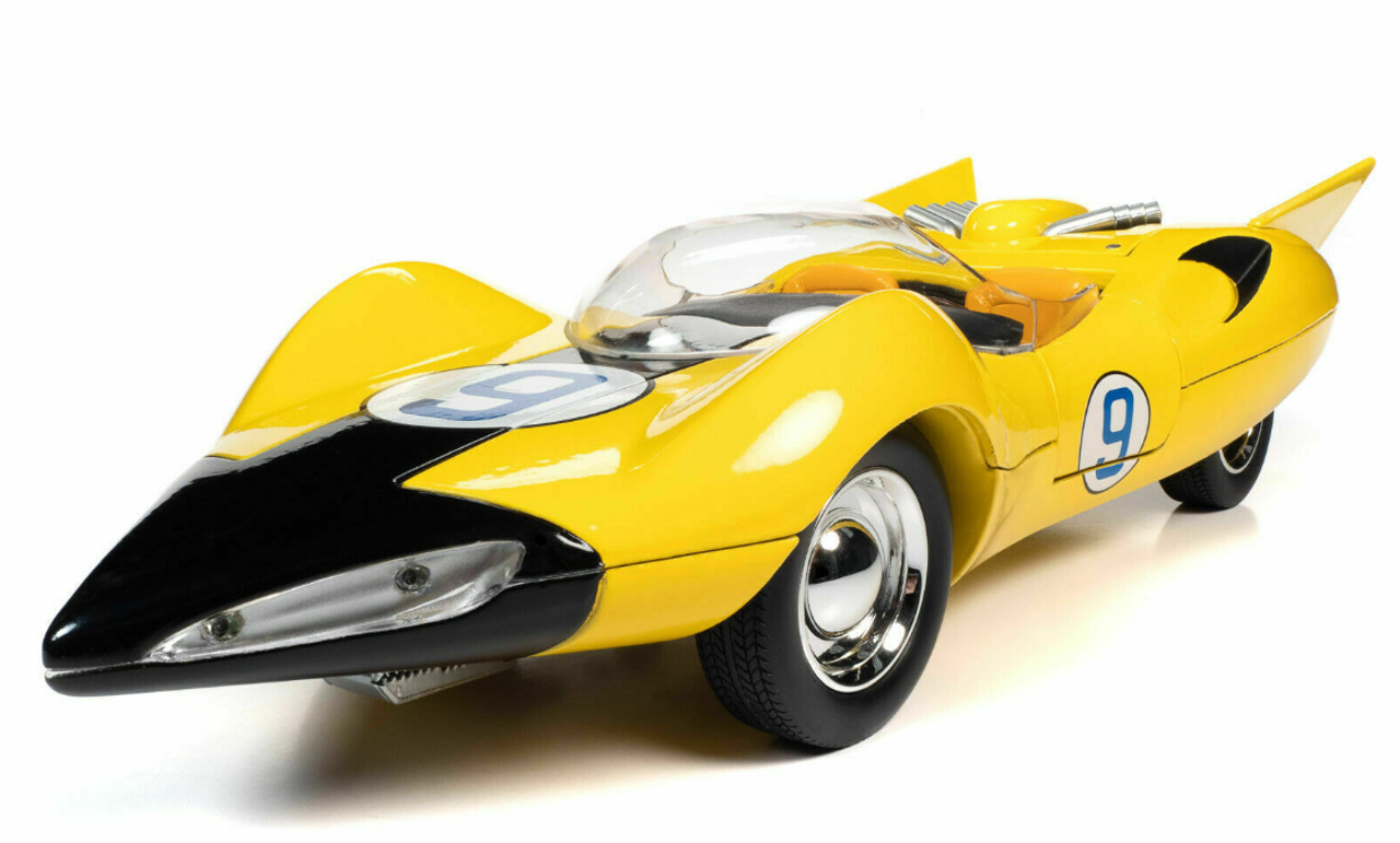 Shooting Star #9 Yellow and Racer X Figurine "Speed Racer" Anime Series 1/18 Diecast Model Car by Autoworld