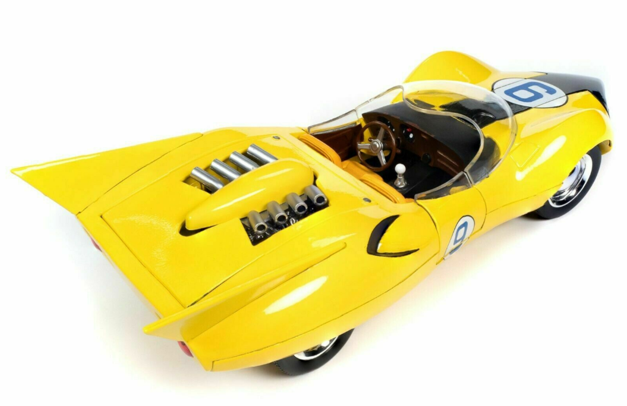 Shooting Star #9 Yellow and Racer X Figurine "Speed Racer" Anime Series 1/18 Diecast Model Car by Autoworld