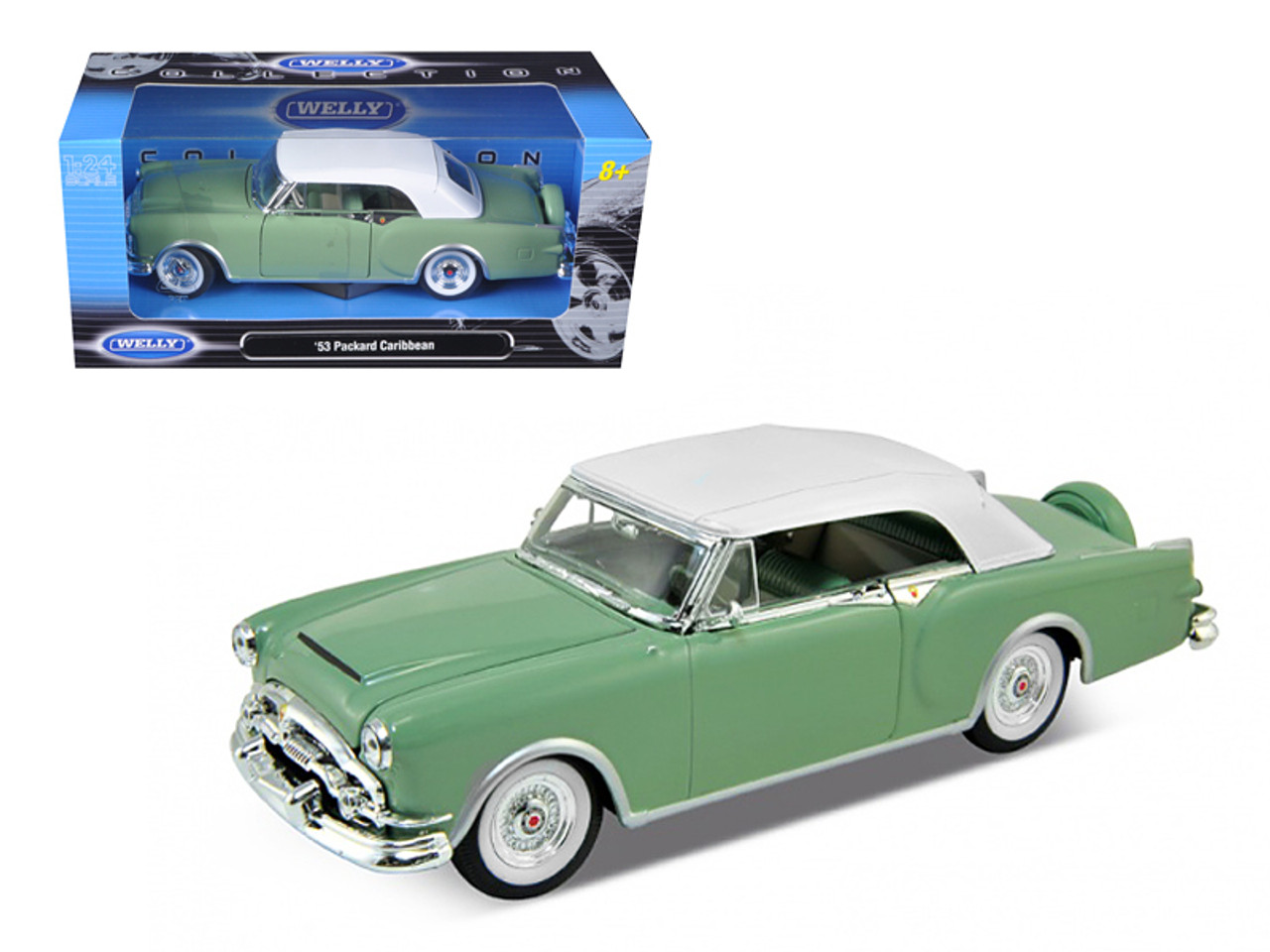 1953 Packard Caribbean Soft Top Green 1/24 Diecast Car Model by Welly