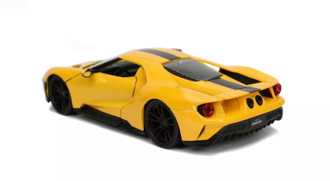 2017 Ford GT Yellow with Black Stripe "Hyper-Spec" Series 1/24 Diecast Model Car by Jada