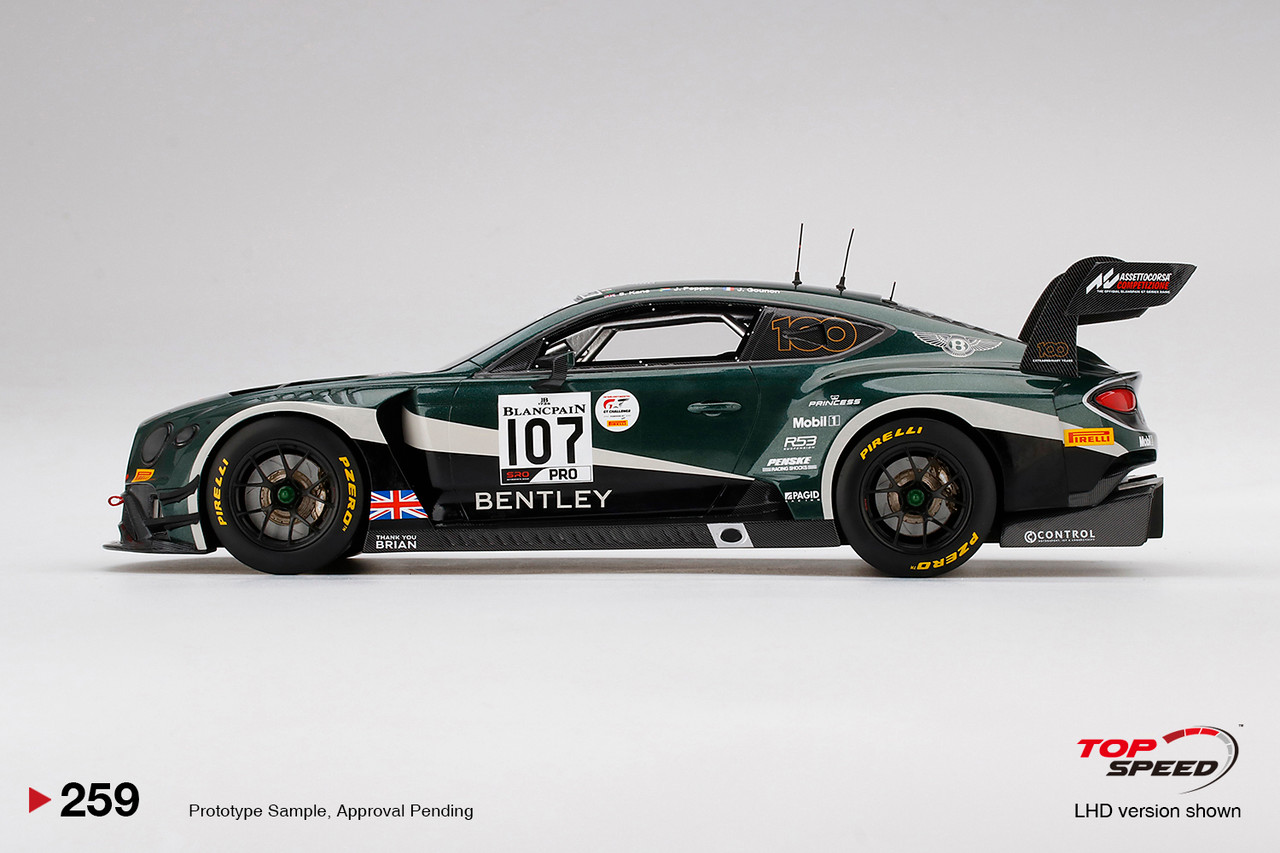 1/18 Bentley Continental GT3 #107 M-Sport Team Bentley 2019 Total 24 Hours of Spa Car Model