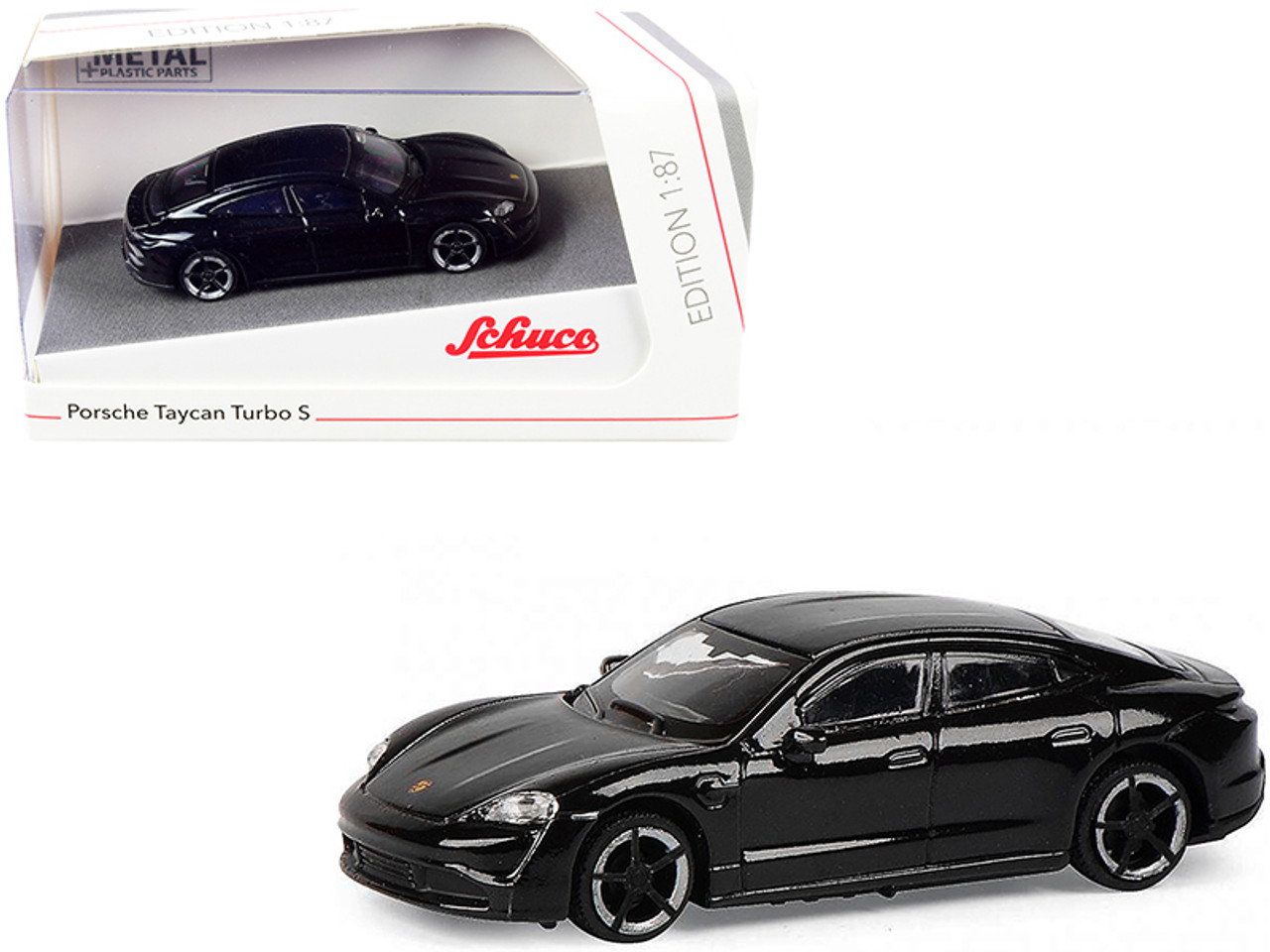 Porsche Taycan Turbo S Black 1/87 (HO) Diecast Model Car by Schuco