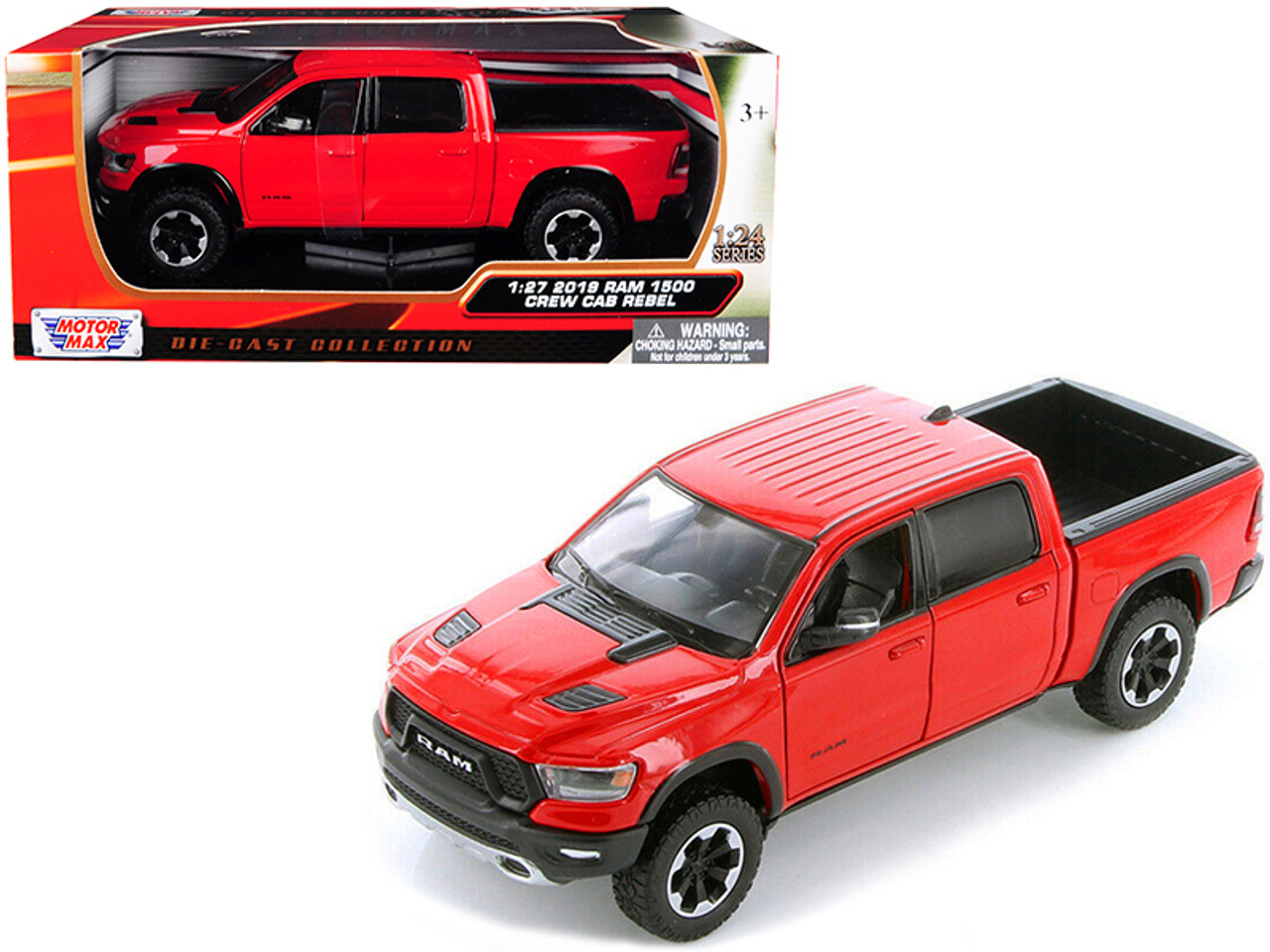 1/24 Motormax 2019 RAM 1500 Rebel Crew Cab Pickup Truck Red Diecast Car Model