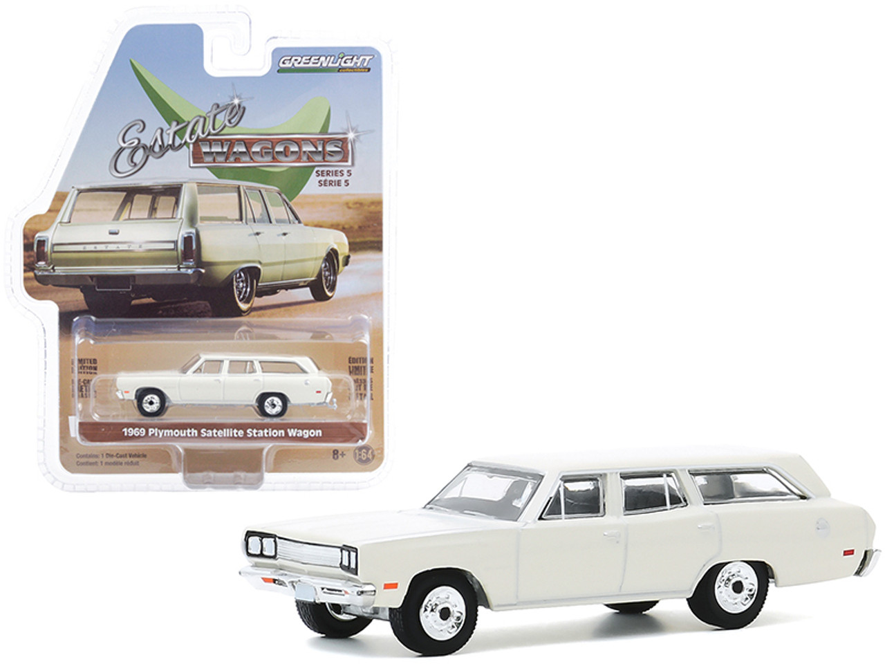 1969 Plymouth Satellite Station Wagon Alpine White "Estate Wagons" Series 5 1/64 Diecast Model Car by Greenlight