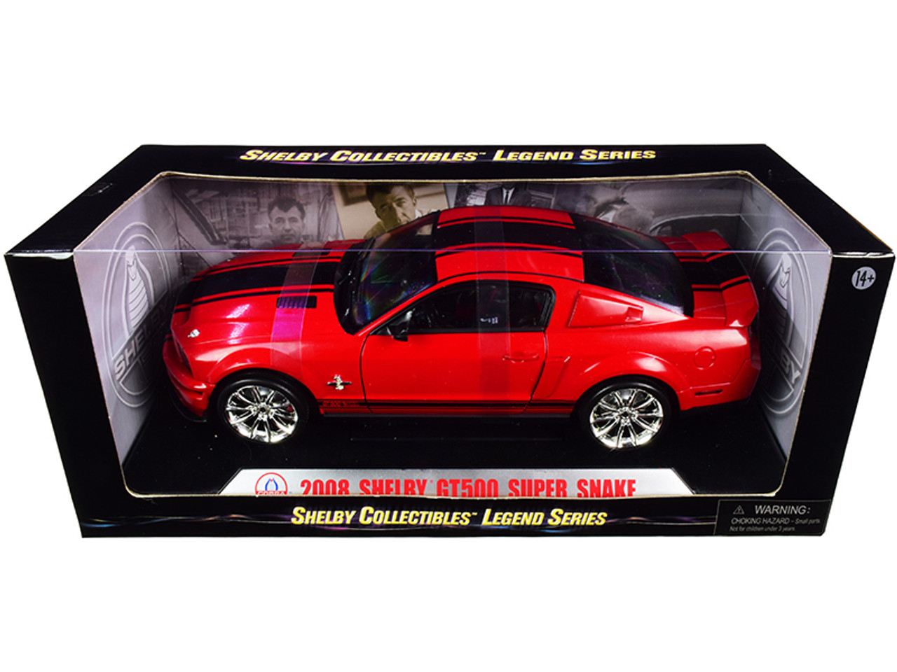 1/18 Shelby Collectibles 2008 Ford Shelby Mustang GT500 Super Snake (Red with Black Stripes) "Shelby Collectibles Legend" Series Diecast Car Model