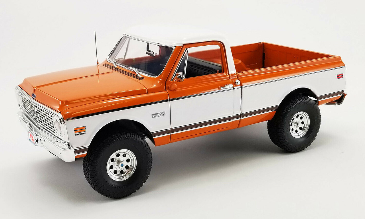 1/18 ACME 1972 Chevrolet Chevy C10 Truck CST 4x4 (Orange & White) Diecast Car Model