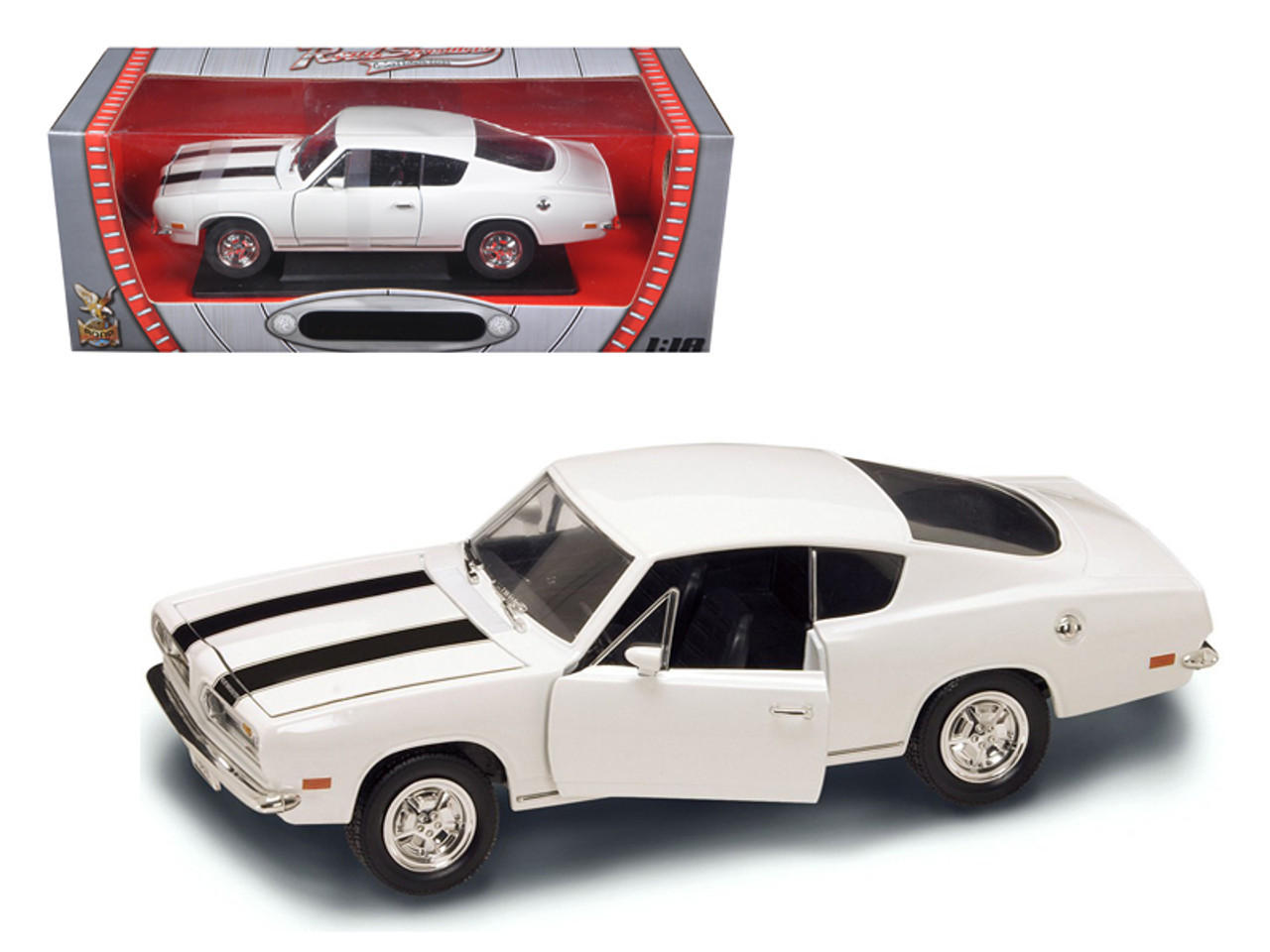 1969 Plymouth Barracuda 383 White 1/18 Diecast Car by Road Signature