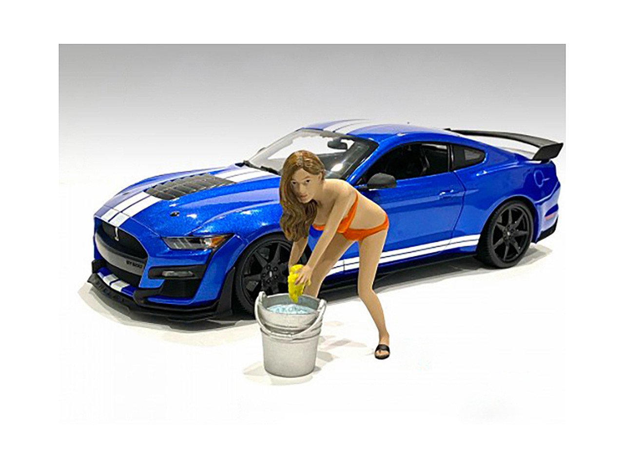 Cindy with a Bucket Bikini Car Wash Girl Figurine for 1/24 Scale Models by American Diorama