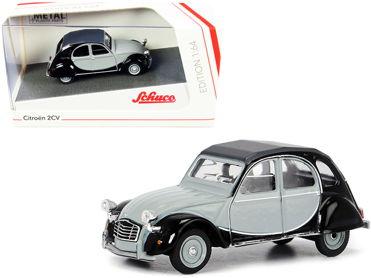 Citroen 2CV "Charleston" Gray and Black 1/64 Diecast Model Car by Schuco