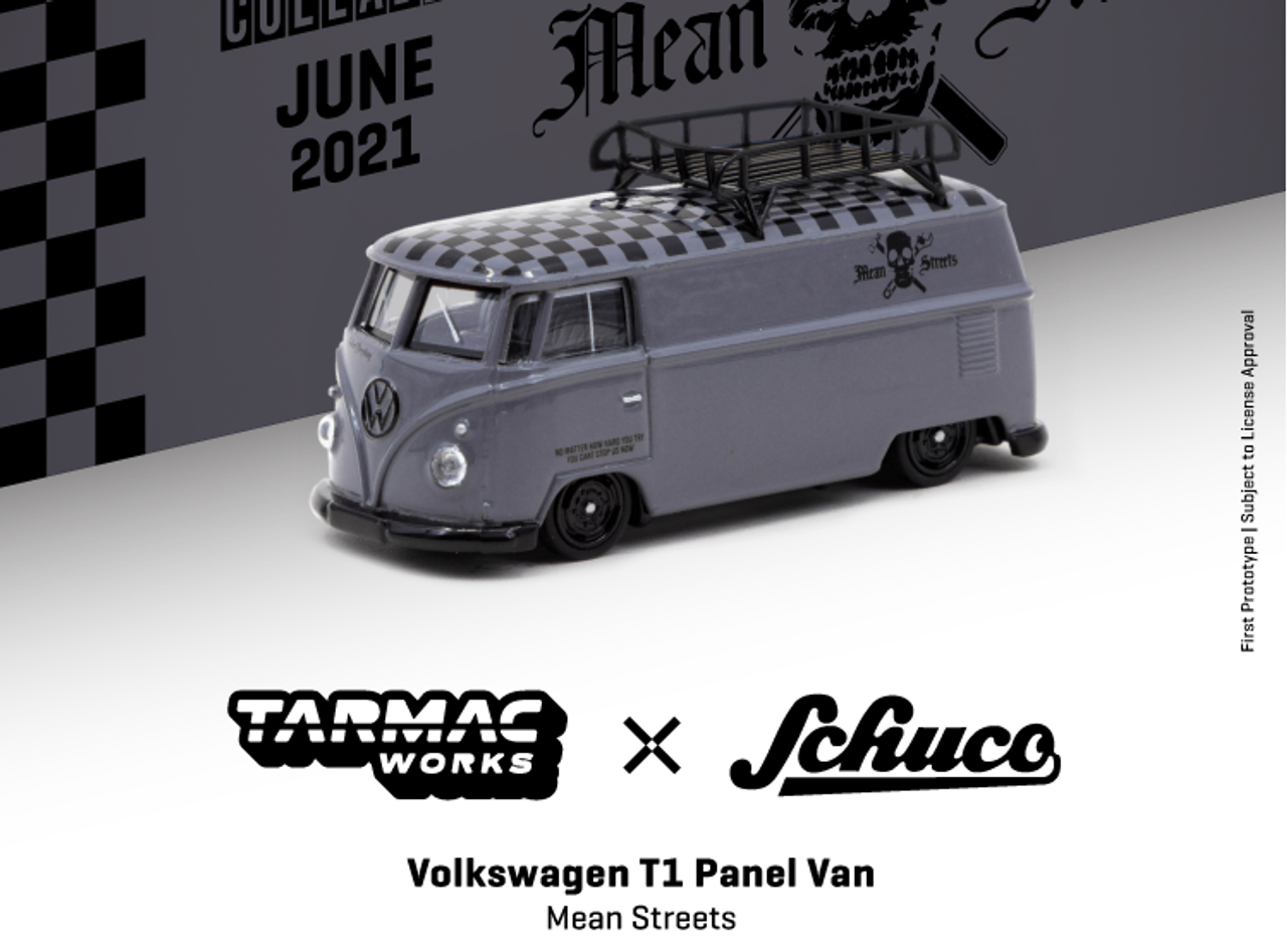 1/64 Tarmac Works Schuco Volkswagen T1 Panel Van Mean Streets Car Model