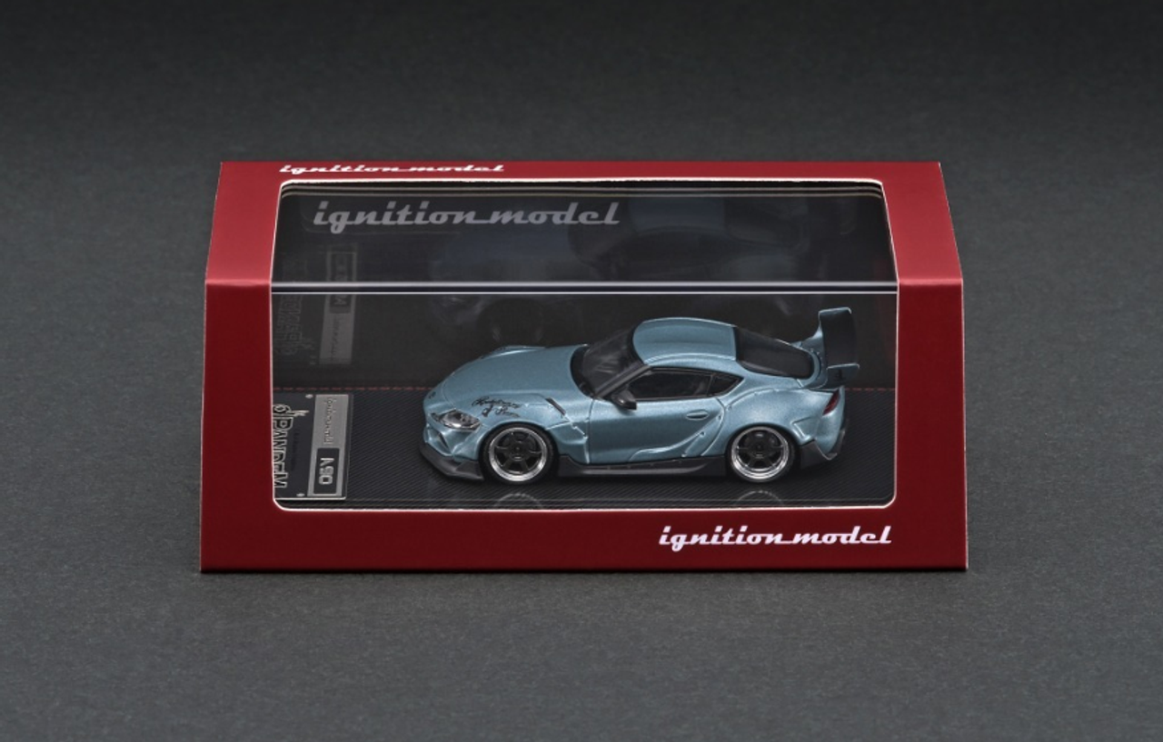 1/64 Toyota PANDEM Supra (A90) Diecast Car Model Matte Blue Gray Metallic IG2334 (Ignition Model)