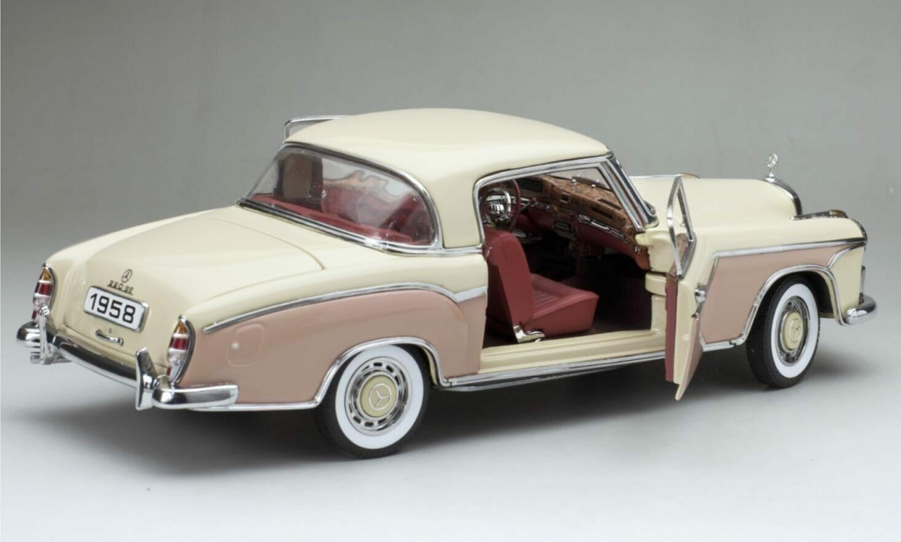 1/18 Sunstar 1958 Mercedes-Benz MB 220SE 220 SE Coupe (Cream & Pink) Diecast Car Model