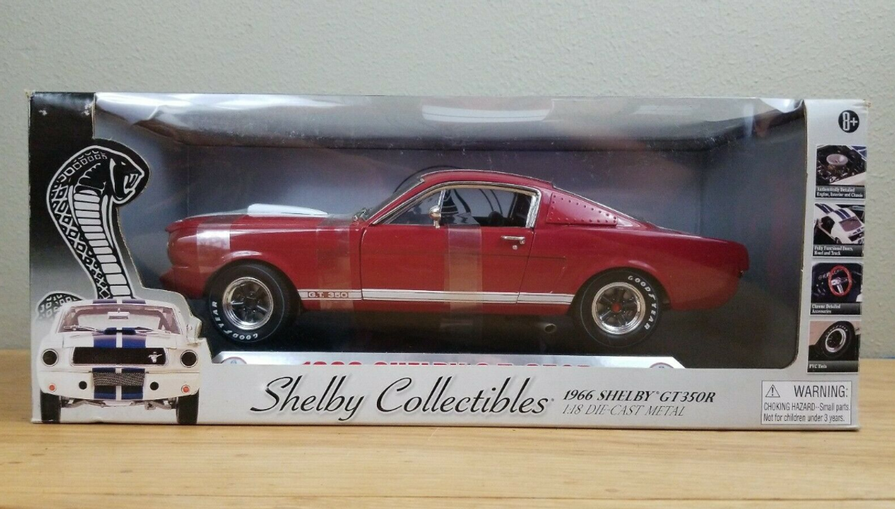 1/18 Shelby Collectibles 1966 Ford Shelby GT 350R (Red with White Stripes) Diecast Car Model