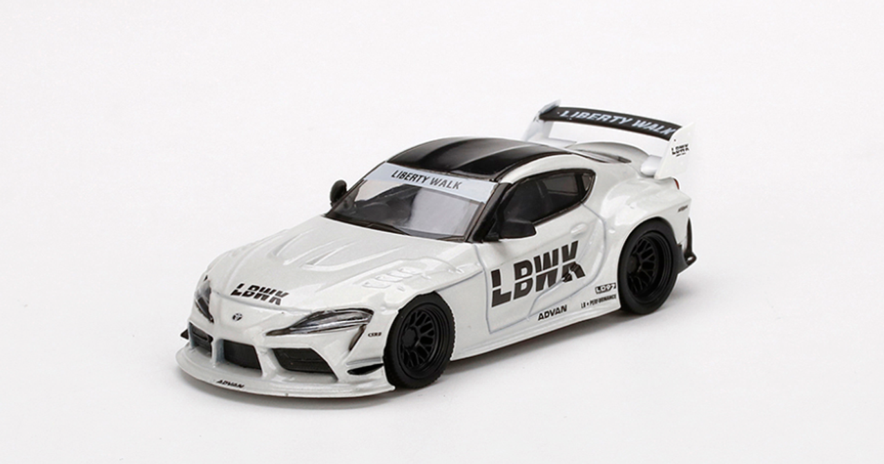 Toyota GR Supra LB WORKS Off White Metallic with Black Top Limited Edition to 2400 pieces Worldwide 1/64 Diecast Model Car by True Scale Miniatures