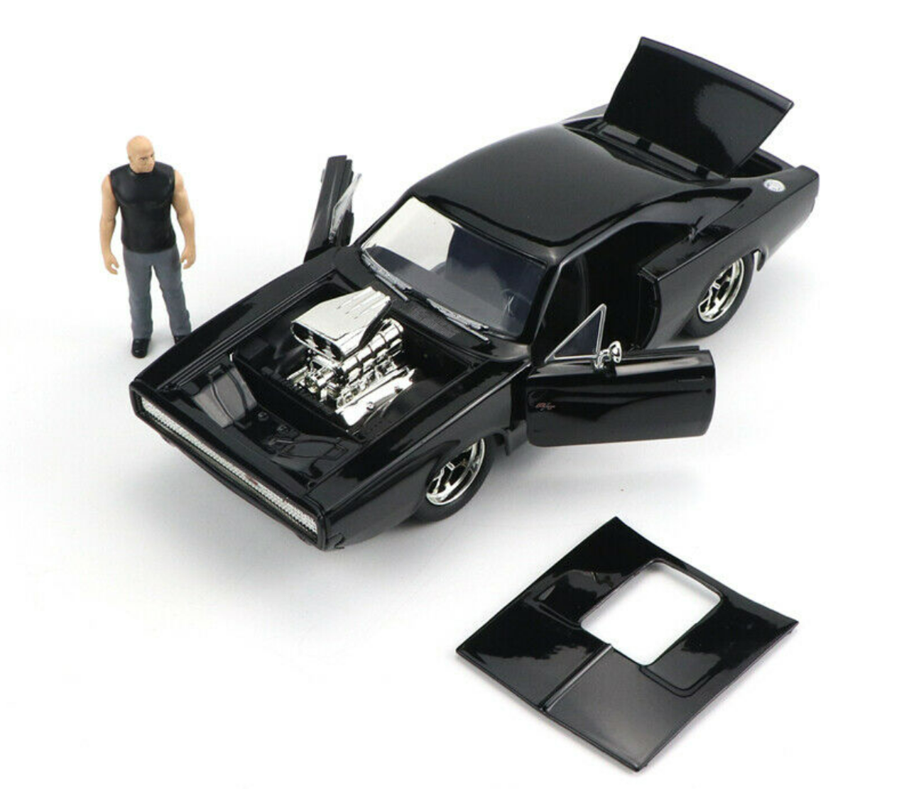 1/24 Jada Dodge Charger R/T Black with Dom Diecast Figurine "Fast & Furious" Movie Diecast Model Car