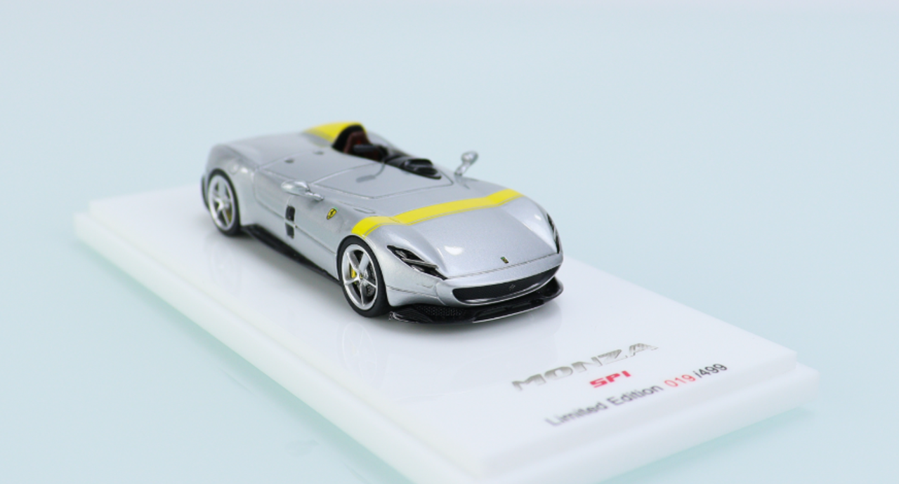 1/64 SP Model Ferrari Monza SP1 Silver with Yellow Strip  Limited 499 Pieces Resin