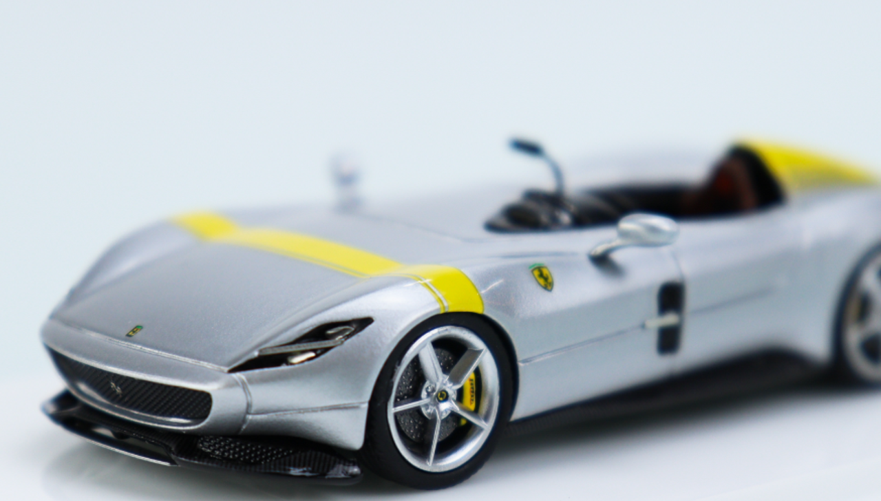 1/64 SP Model Ferrari Monza SP1 Silver with Yellow Strip  Limited 499 Pieces Resin