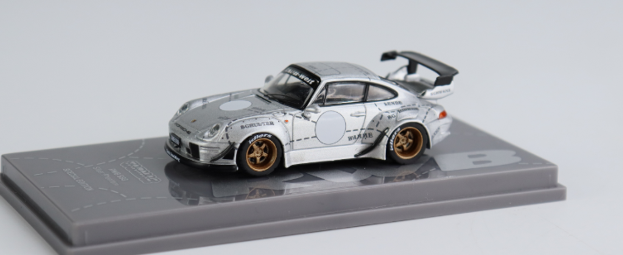 1/64 Tarmac Works Porsche RWB 993 Silver Phantom Diecast Car Model 