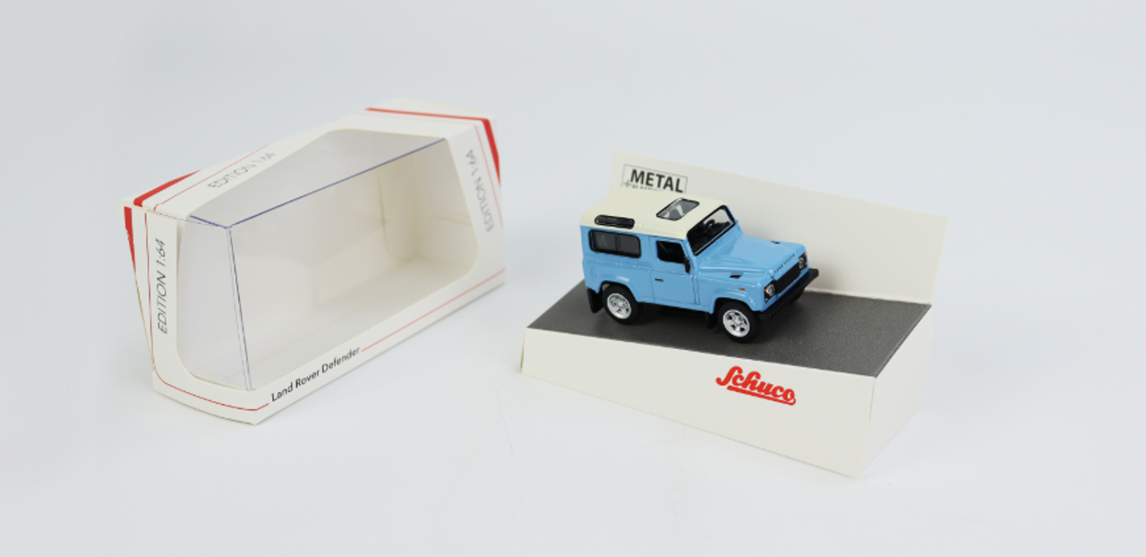 Land Rover Defender Light Blue with Cream Top 1/64 Diecast Model Car by Schuco