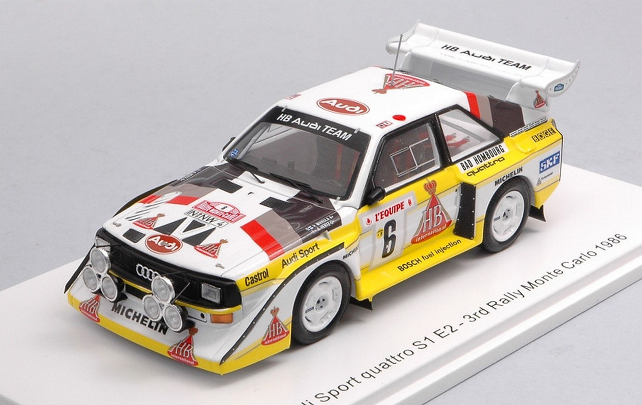 1/43 Audi Sport quattro S1 E2 No.6 3rd Rally Monte Carlo 1986 H. Mikkola -  A. Hertz Car Model