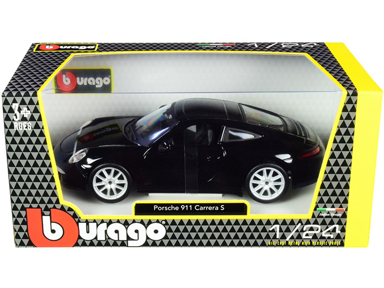 Porsche 911 Carrera S Black with Silver Wheels 1/24 Diecast Model Car by Bburago