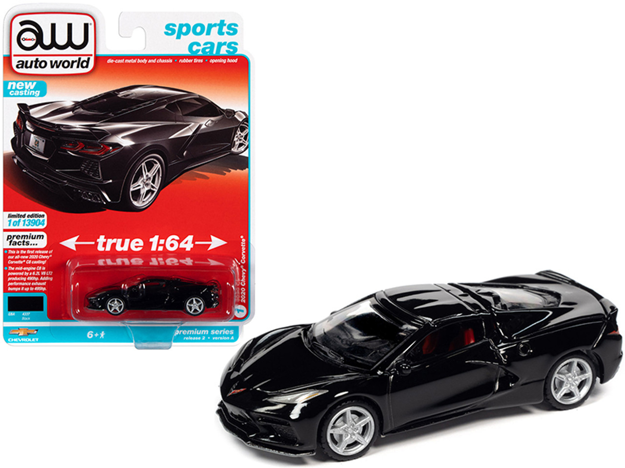 2020 Chevrolet Corvette C8 Stingray Black "Sports Cars" Limited Edition to 13904 pieces Worldwide 1/64 Diecast Model Car by Autoworld