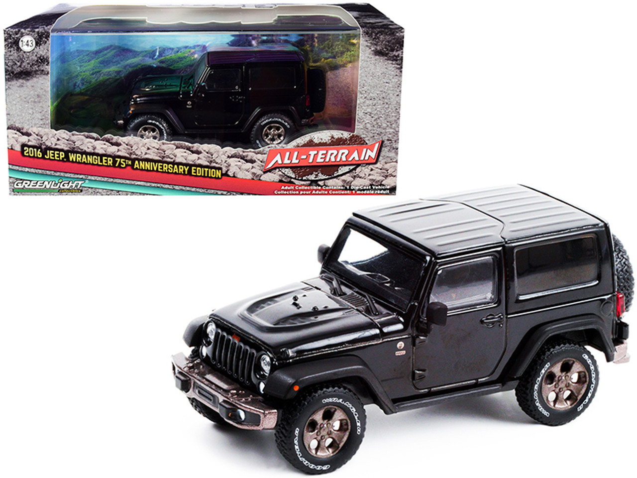 2016 Jeep Wrangler Black "75th Anniversary Edition" "All-Terrain" Series 1/43 Diecast Model Car by Greenlight