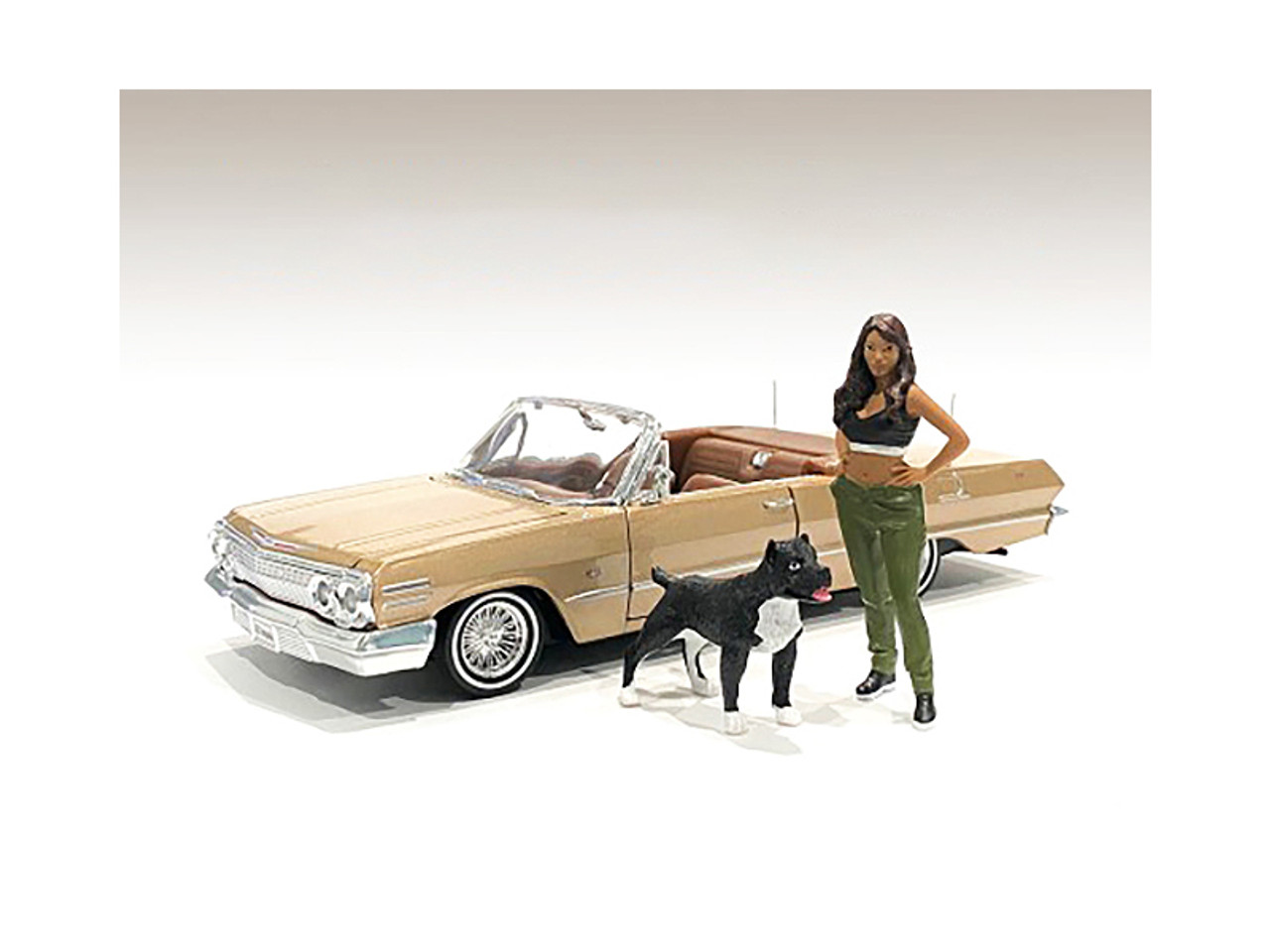 "Lowriderz" Figurine IV and a Dog for 1/24 Scale Models by American Diorama (car model not included)