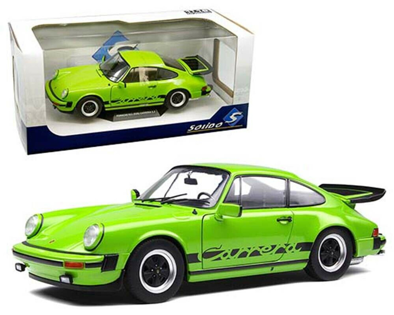 1/18 Solido 1984 Porsche 911 Carrera 3.2 (Bright Green with Black Stripes) Diecast Car Model